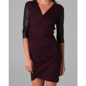 Michelle Mason Dress with Leather sleeves